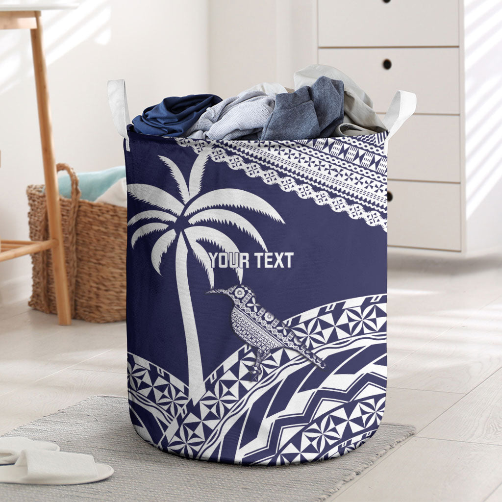 Nadi Fiji 2026 Rugby Custom Laundry Basket Kikau Fijian Tapa Pattern LT14 Navy Blue - Polynesian Pride