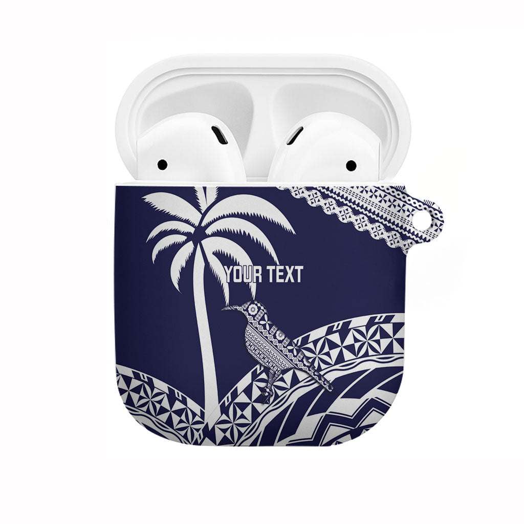 Nadi Fiji 2026 Rugby Custom AirPods Case Kikau Fijian Tapa Pattern LT14 Navy Blue - Polynesian Pride
