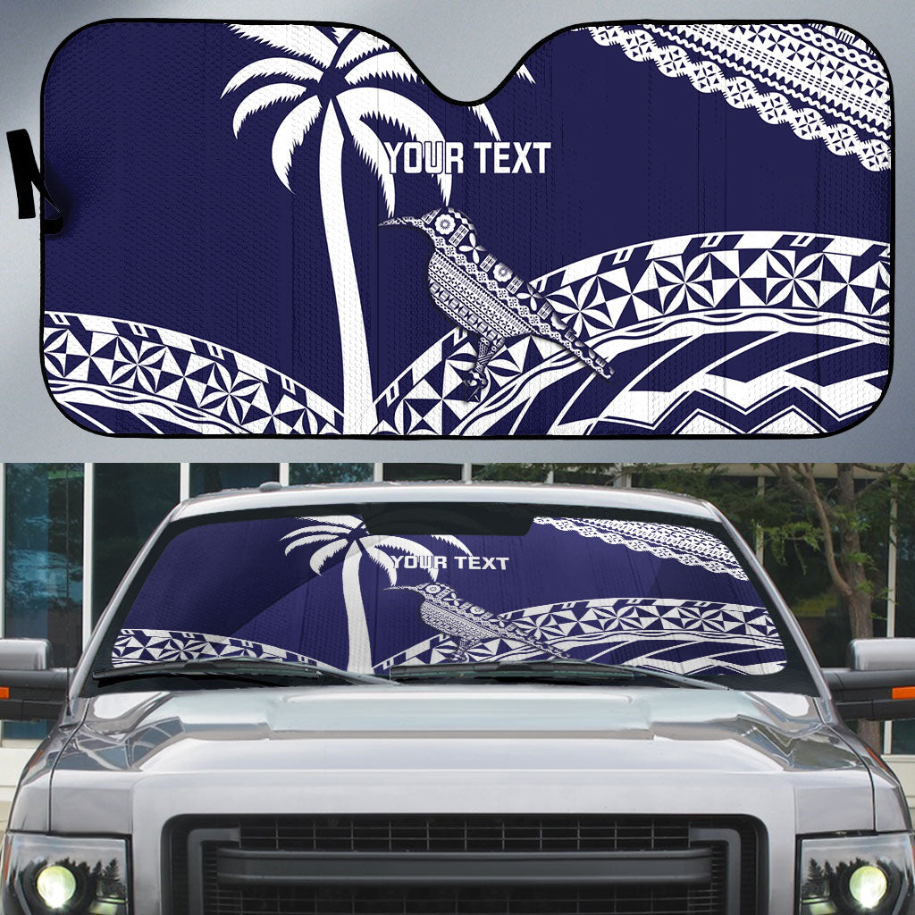 Nadi Fiji 2026 Rugby Custom Auto Sun Shade Kikau Fijian Tapa Pattern LT14 Navy Blue - Polynesian Pride