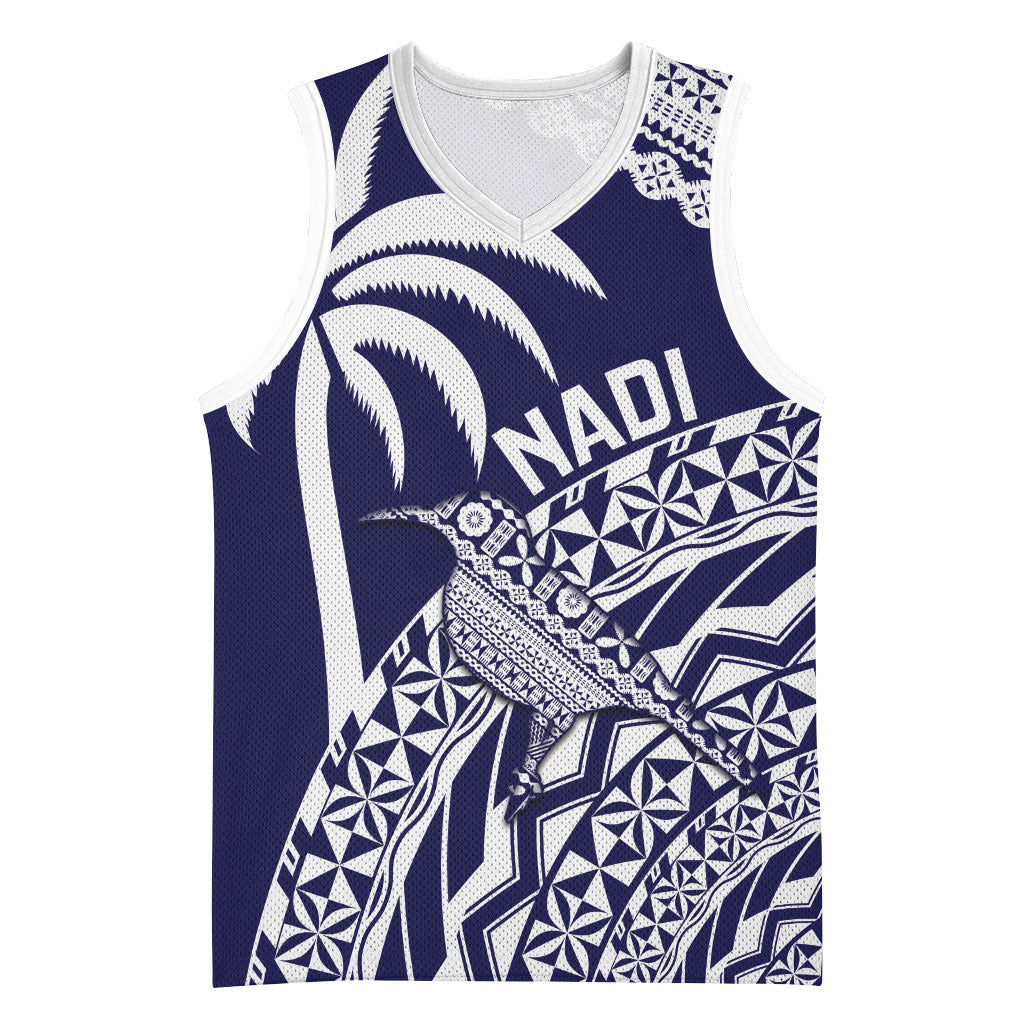 Nadi Fiji 2026 Rugby Custom Basketball Jersey Kikau Fijian Tapa Pattern LT14 Unisex Navy Blue - Polynesian Pride