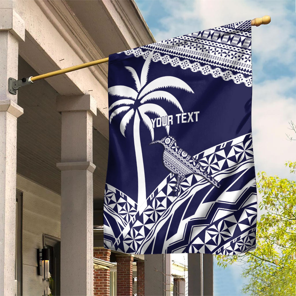 Nadi Fiji 2026 Rugby Custom Garden Flag Kikau Fijian Tapa Pattern LT14 House Flag Navy Blue - Polynesian Pride