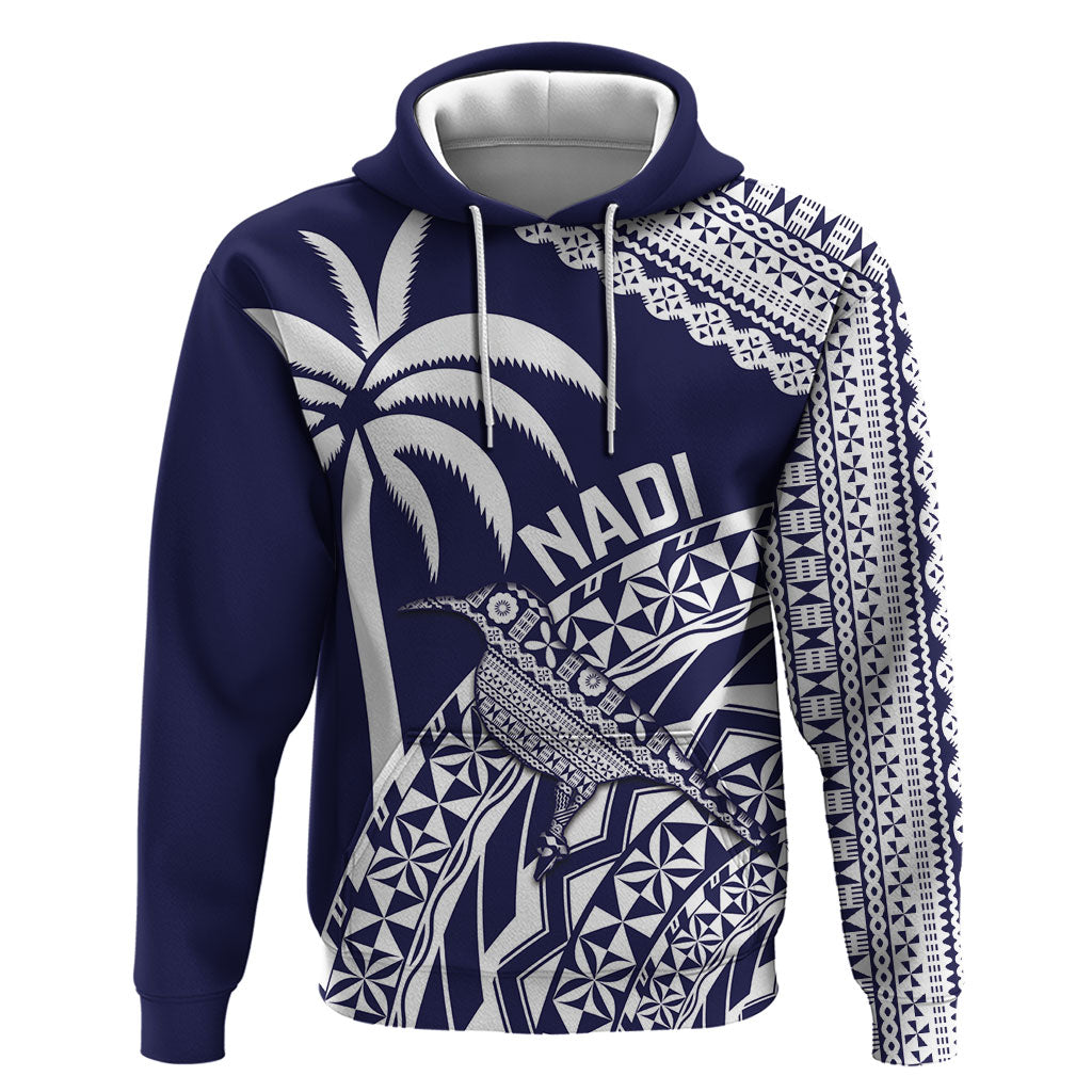 Nadi Fiji 2026 Rugby Custom Hoodie Kikau Fijian Tapa Pattern LT14 Pullover Hoodie Navy Blue - Polynesian Pride