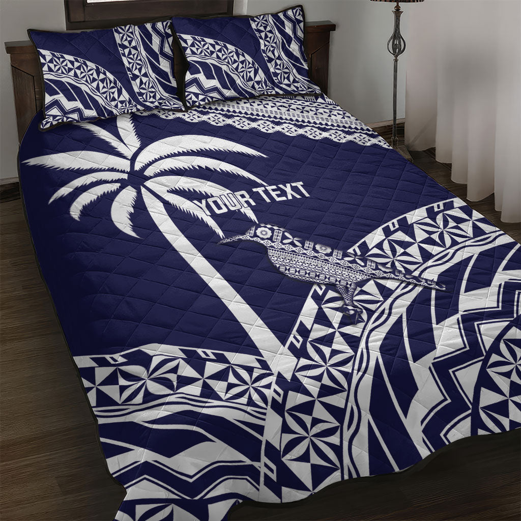 Nadi Fiji 2026 Rugby Custom Quilt Bed Set Kikau Fijian Tapa Pattern LT14 Navy Blue - Polynesian Pride