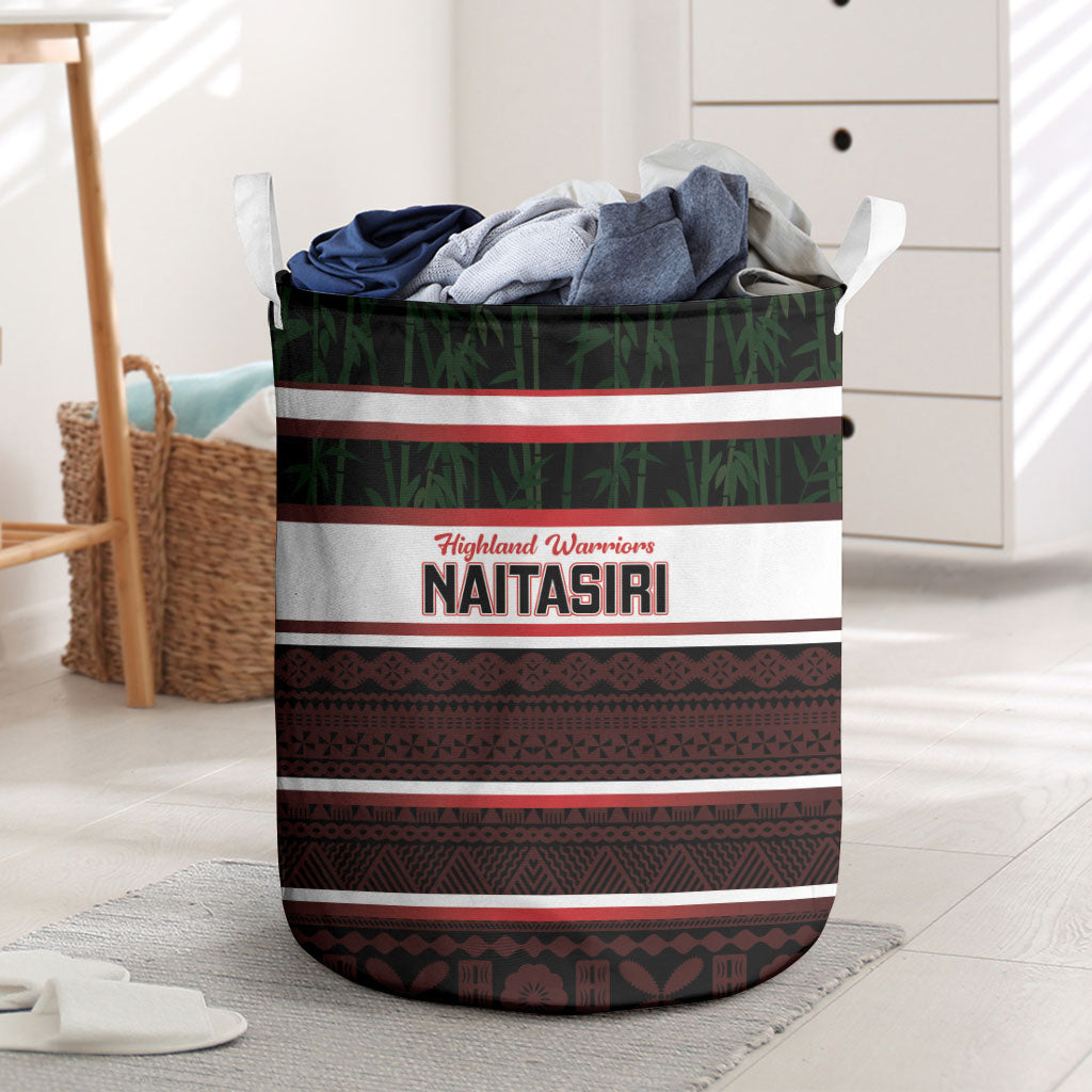 Naitasiri Fiji 2026 Rugby Laundry Basket Highland Warriors Fijian Tapa Pattern LT14 Black - Polynesian Pride