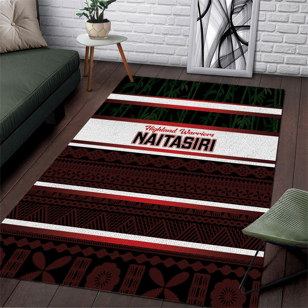 Naitasiri Fiji 2026 Rugby Area Rug Highland Warriors Fijian Tapa Pattern LT14 Black - Polynesian Pride