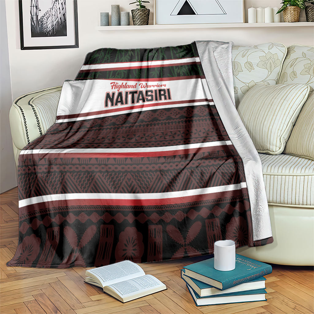 Naitasiri Fiji 2026 Rugby Blanket Highland Warriors Fijian Tapa Pattern LT14 Black - Polynesian Pride