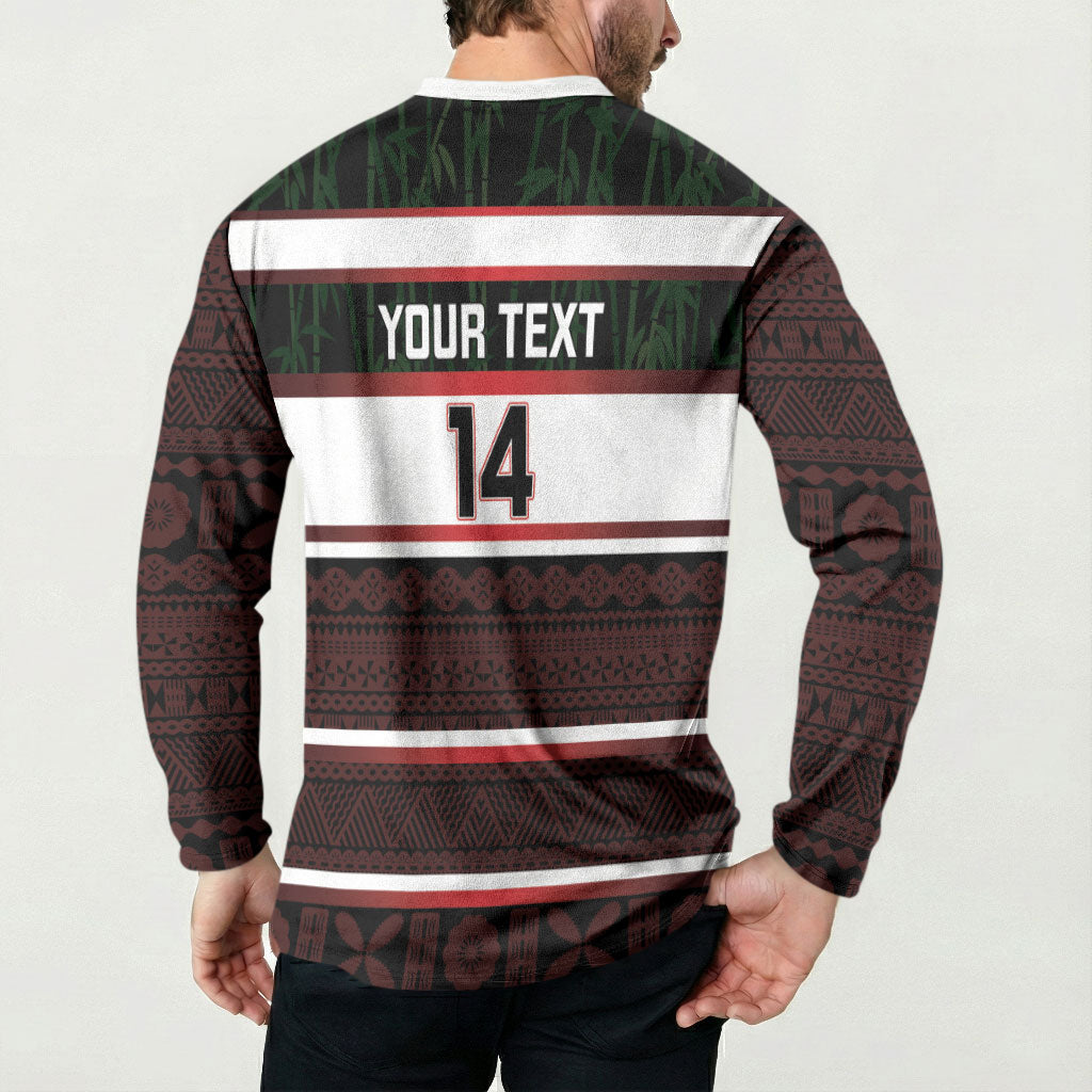 Naitasiri Fiji 2026 Rugby Custom Button Sweatshirt Highland Warriors Fijian Tapa Pattern LT14 - Polynesian Pride