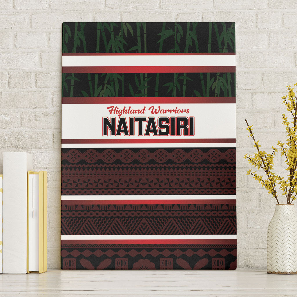 Naitasiri Fiji 2026 Rugby Canvas Wall Art Highland Warriors Fijian Tapa Pattern LT14 Without Frame Black - Polynesian Pride