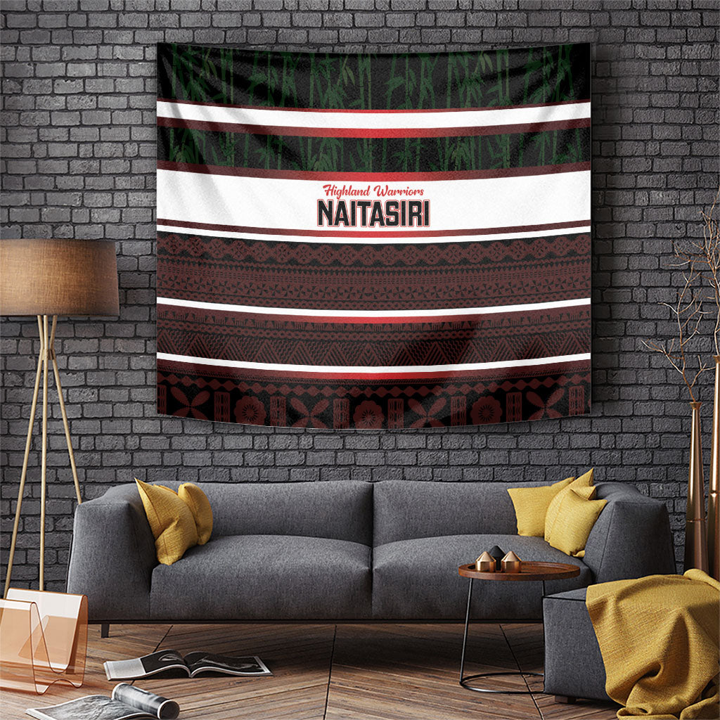 Naitasiri Fiji 2026 Rugby Tapestry Highland Warriors Fijian Tapa Pattern LT14 Black - Polynesian Pride