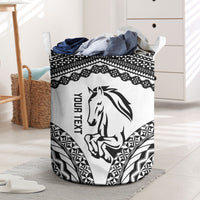 Nadroga Fiji 2026 Rugby Custom Laundry Basket Stallion Fijian Tapa Pattern LT14 White - Polynesian Pride
