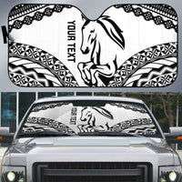 Nadroga Fiji 2026 Rugby Custom Auto Sun Shade Stallion Fijian Tapa Pattern LT14 White - Polynesian Pride