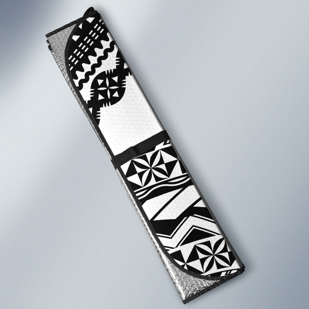 Nadroga Fiji 2026 Rugby Custom Auto Sun Shade Stallion Fijian Tapa Pattern LT14 - Polynesian Pride