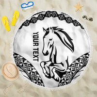 Nadroga Fiji 2026 Rugby Custom Beach Blanket Stallion Fijian Tapa Pattern LT14 One Size 150cm White - Polynesian Pride
