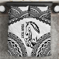 Nadroga Fiji 2026 Rugby Custom Bedding Set Stallion Fijian Tapa Pattern LT14 White - Polynesian Pride