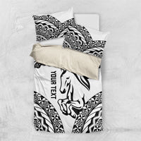Nadroga Fiji 2026 Rugby Custom Bedding Set Stallion Fijian Tapa Pattern LT14 US Twin 172cm x 218cm White - Polynesian Pride