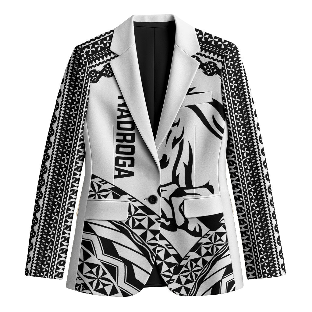 Nadroga Fiji 2026 Rugby Custom Blazer Stallion Fijian Tapa Pattern LT14 Unisex White - Polynesian Pride