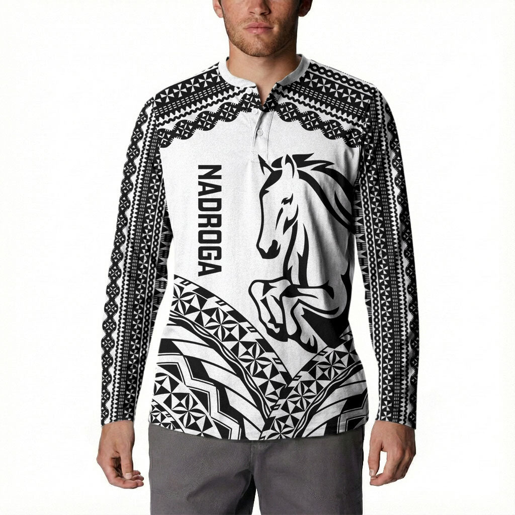 Nadroga Fiji 2026 Rugby Custom Button Sweatshirt Stallion Fijian Tapa Pattern LT14 - Polynesian Pride