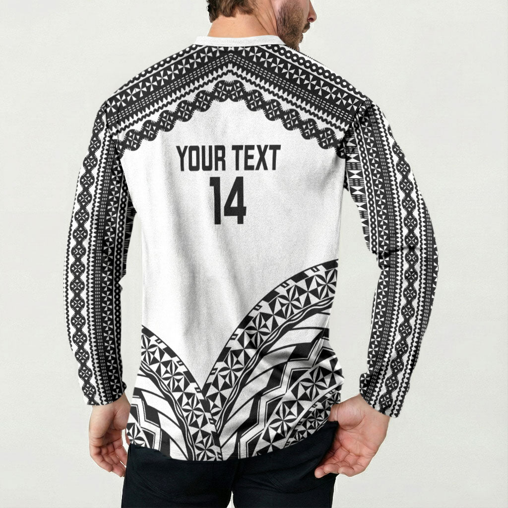 Nadroga Fiji 2026 Rugby Custom Button Sweatshirt Stallion Fijian Tapa Pattern LT14 - Polynesian Pride