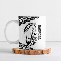 Nadroga Fiji 2026 Rugby Custom Ceramic Mug Stallion Fijian Tapa Pattern LT14 White - Polynesian Pride