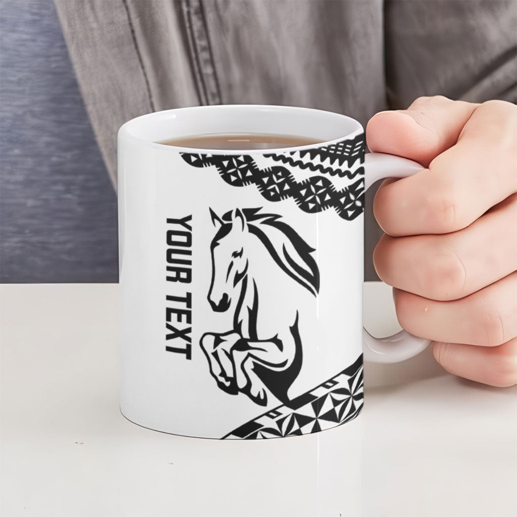 Nadroga Fiji 2026 Rugby Custom Ceramic Mug Stallion Fijian Tapa Pattern LT14 - Polynesian Pride
