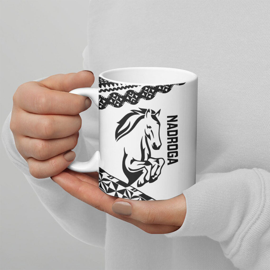 Nadroga Fiji 2026 Rugby Custom Ceramic Mug Stallion Fijian Tapa Pattern LT14 - Polynesian Pride