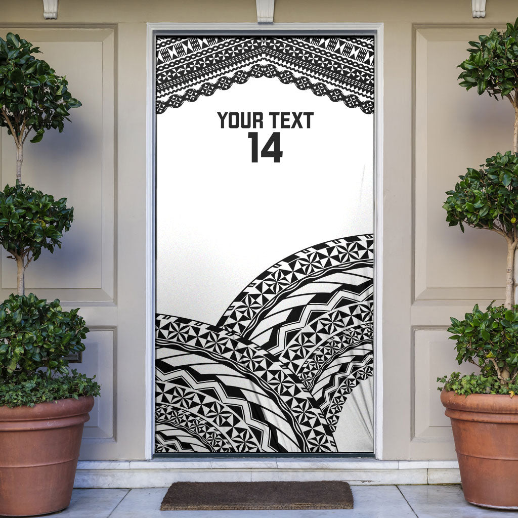 Nadroga Fiji 2026 Rugby Custom Door Cover Stallion Fijian Tapa Pattern LT14 White - Polynesian Pride