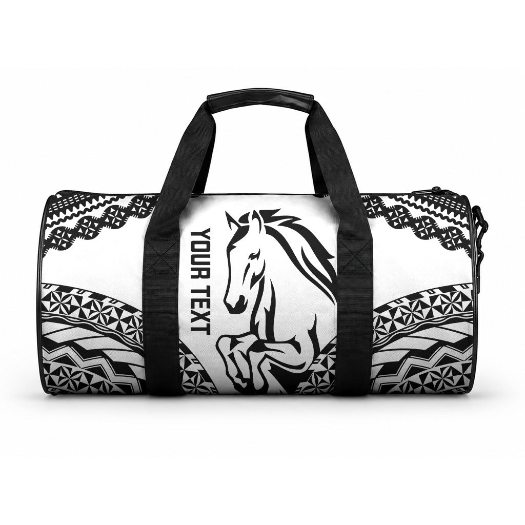 Nadroga Fiji 2026 Rugby Custom Duffle Bag Stallion Fijian Tapa Pattern LT14 One size White - Polynesian Pride