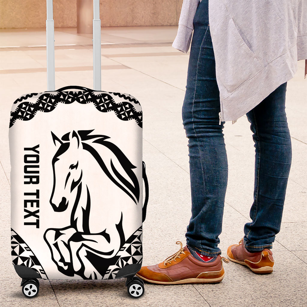 Nadroga Fiji 2026 Rugby Custom Luggage Cover Stallion Fijian Tapa Pattern LT14 White - Polynesian Pride