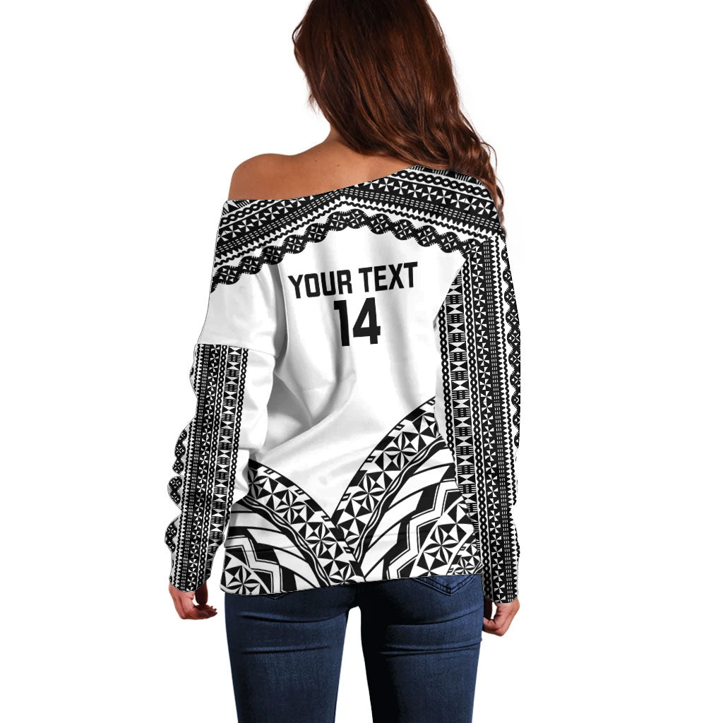 Nadroga Fiji 2026 Rugby Custom Off Shoulder Sweater Stallion Fijian Tapa Pattern LT14 - Polynesian Pride