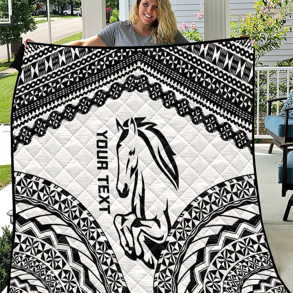 Nadroga Fiji 2026 Rugby Custom Quilt Stallion Fijian Tapa Pattern LT14 White - Polynesian Pride