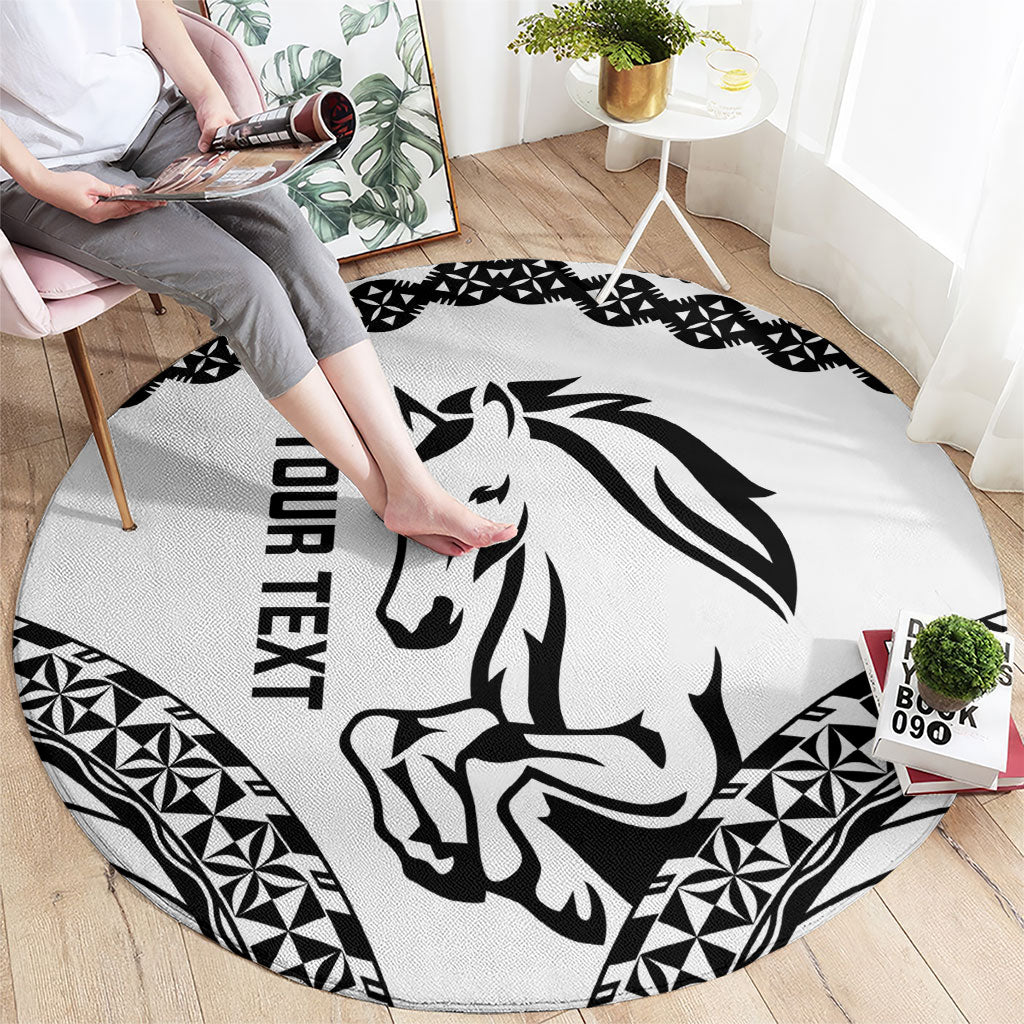 Nadroga Fiji 2026 Rugby Custom Round Carpet Stallion Fijian Tapa Pattern LT14 - Polynesian Pride