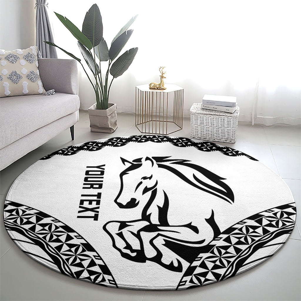 Nadroga Fiji 2026 Rugby Custom Round Carpet Stallion Fijian Tapa Pattern LT14 - Polynesian Pride