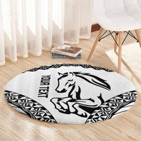 Nadroga Fiji 2026 Rugby Custom Round Carpet Stallion Fijian Tapa Pattern LT14 - Polynesian Pride