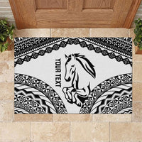 Nadroga Fiji 2026 Rugby Custom Rubber Doormat Stallion Fijian Tapa Pattern LT14 White - Polynesian Pride
