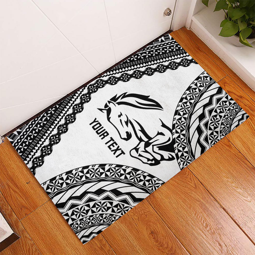 Nadroga Fiji 2026 Rugby Custom Rubber Doormat Stallion Fijian Tapa Pattern LT14 - Polynesian Pride