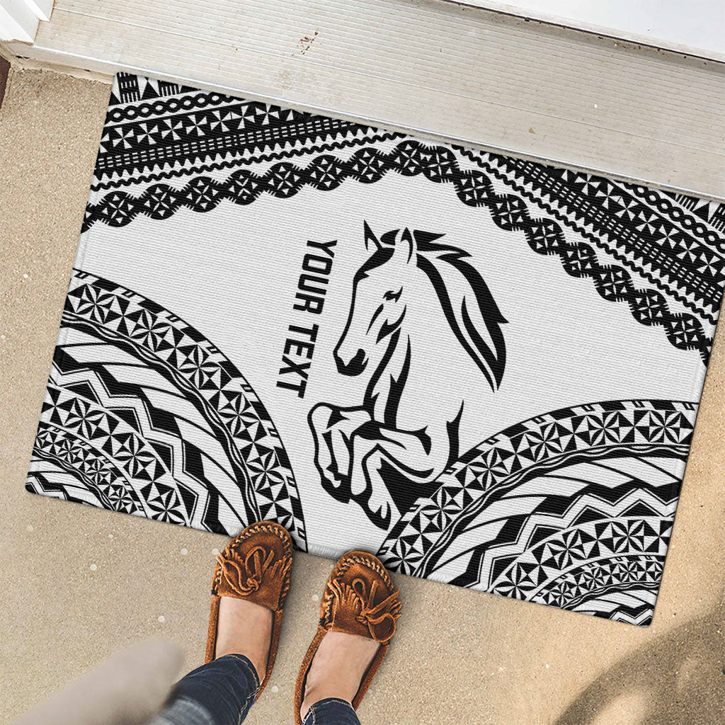 Nadroga Fiji 2026 Rugby Custom Rubber Doormat Stallion Fijian Tapa Pattern LT14 - Polynesian Pride