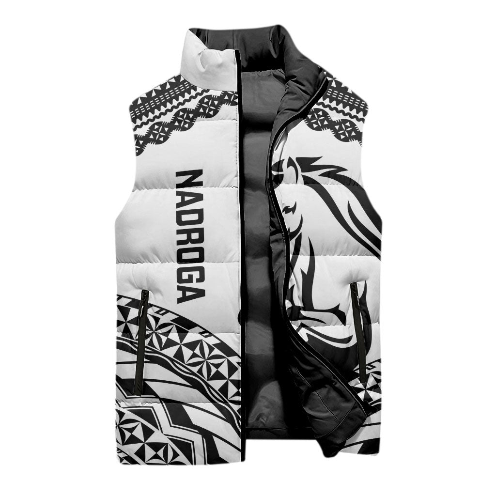 Nadroga Fiji 2026 Rugby Custom Sleeveless Puffer Jacket Stallion Fijian Tapa Pattern LT14 - Polynesian Pride
