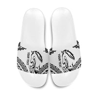 Nadroga Fiji 2026 Rugby Custom Slide Sandals Stallion Fijian Tapa Pattern LT14 White - Polynesian Pride