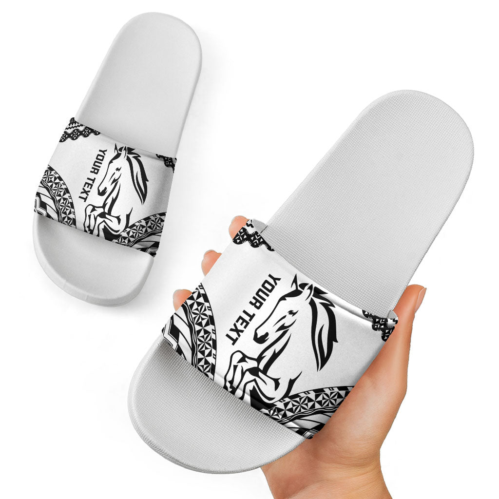 Nadroga Fiji 2026 Rugby Custom Slide Sandals Stallion Fijian Tapa Pattern LT14 - Polynesian Pride