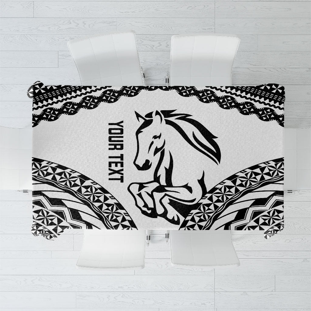 Nadroga Fiji 2026 Rugby Custom Tablecloth Stallion Fijian Tapa Pattern LT14 White - Polynesian Pride