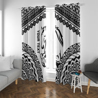 Nadroga Fiji 2026 Rugby Custom Window Curtain Stallion Fijian Tapa Pattern LT14 With Grommets White - Polynesian Pride