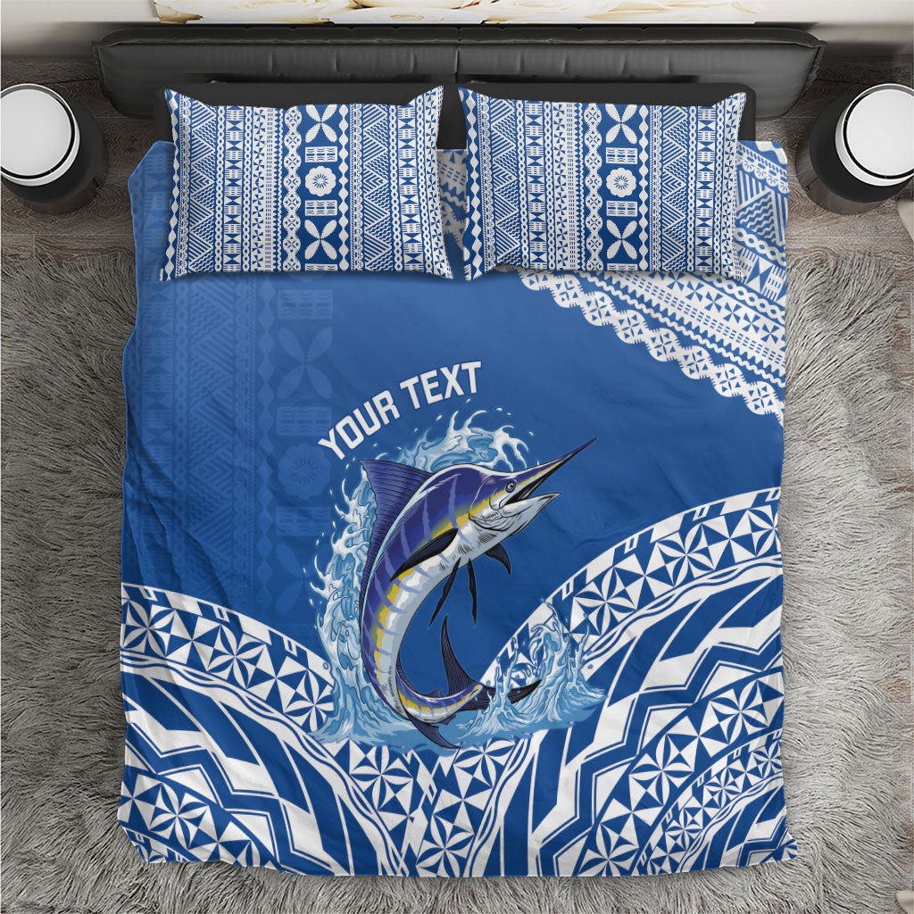 Yasawa Fiji 2026 Rugby Custom Bedding Set Marlin Fijian Tapa Pattern LT14 Blue - Polynesian Pride