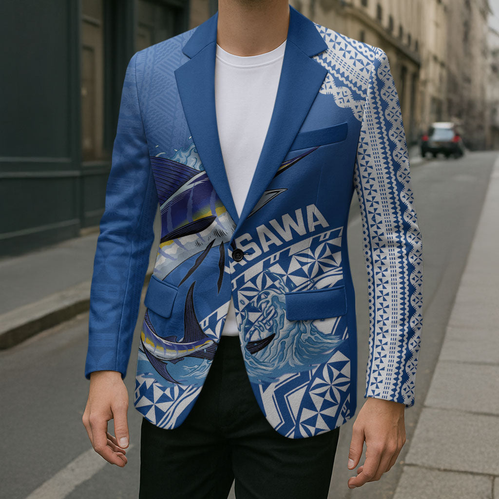 Yasawa Fiji 2026 Rugby Custom Blazer Marlin Fijian Tapa Pattern LT14 - Polynesian Pride