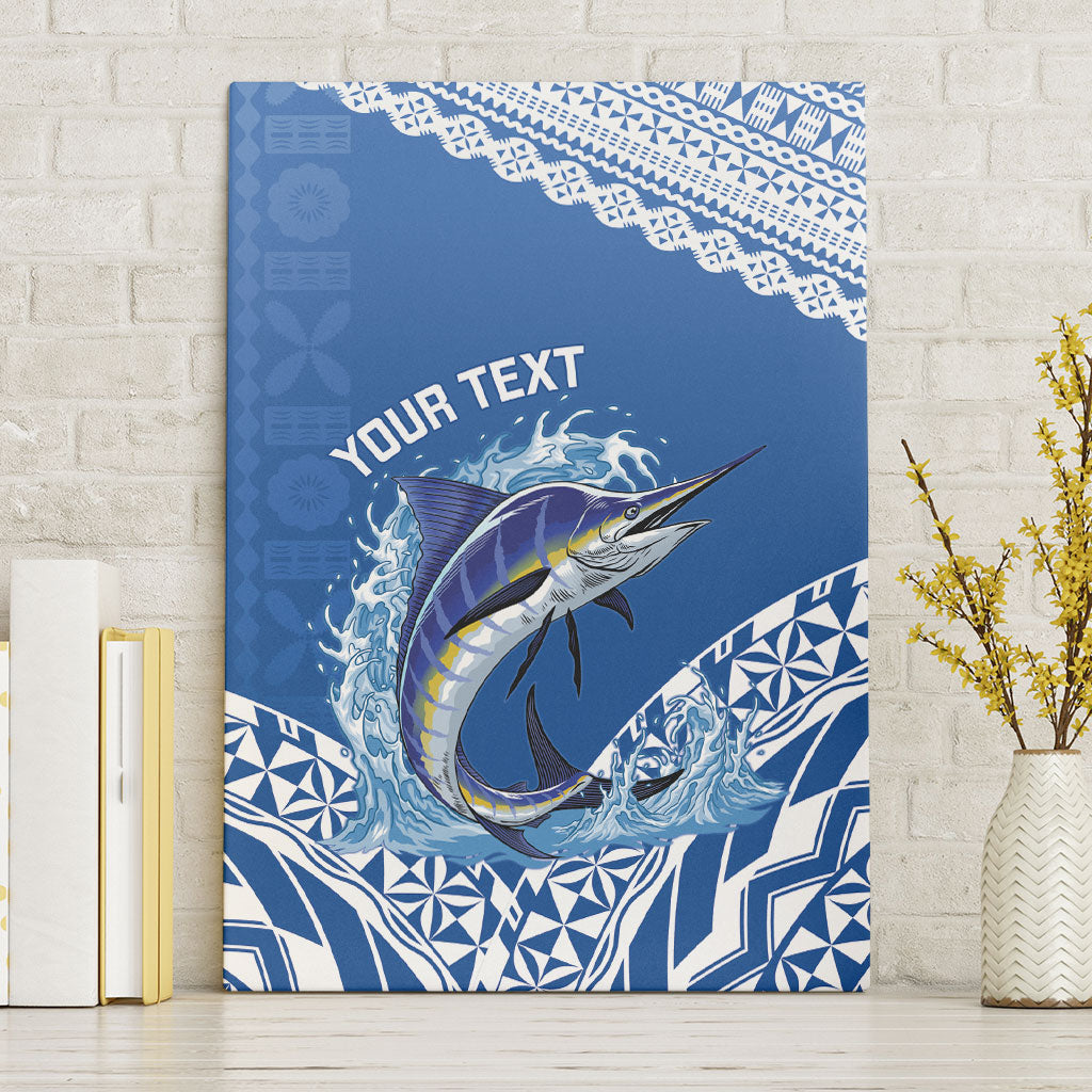 Yasawa Fiji 2026 Rugby Custom Canvas Wall Art Marlin Fijian Tapa Pattern LT14 Without Frame Blue - Polynesian Pride