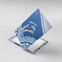Yasawa Fiji 2026 Rugby Custom Canvas Wall Art Marlin Fijian Tapa Pattern LT14 With Frame Blue - Polynesian Pride