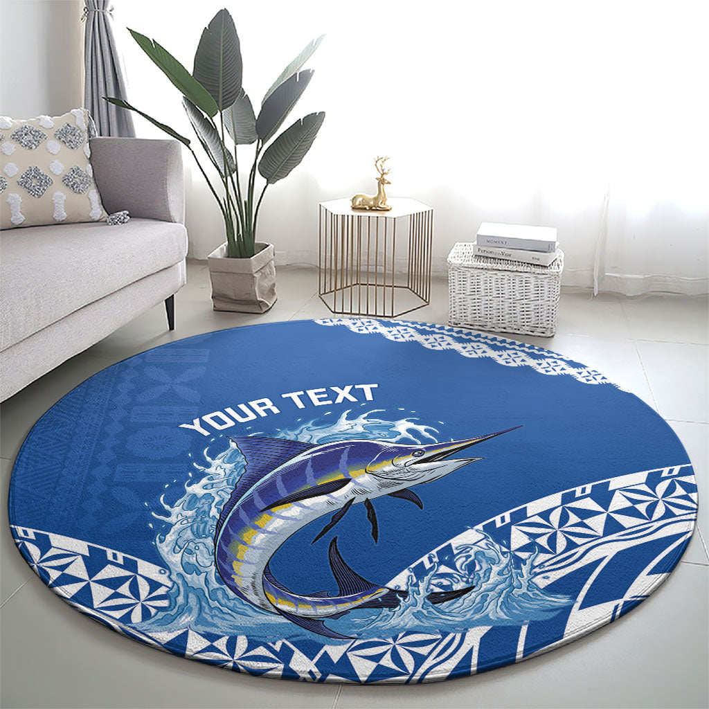 Yasawa Fiji 2026 Rugby Custom Round Carpet Marlin Fijian Tapa Pattern LT14 - Polynesian Pride