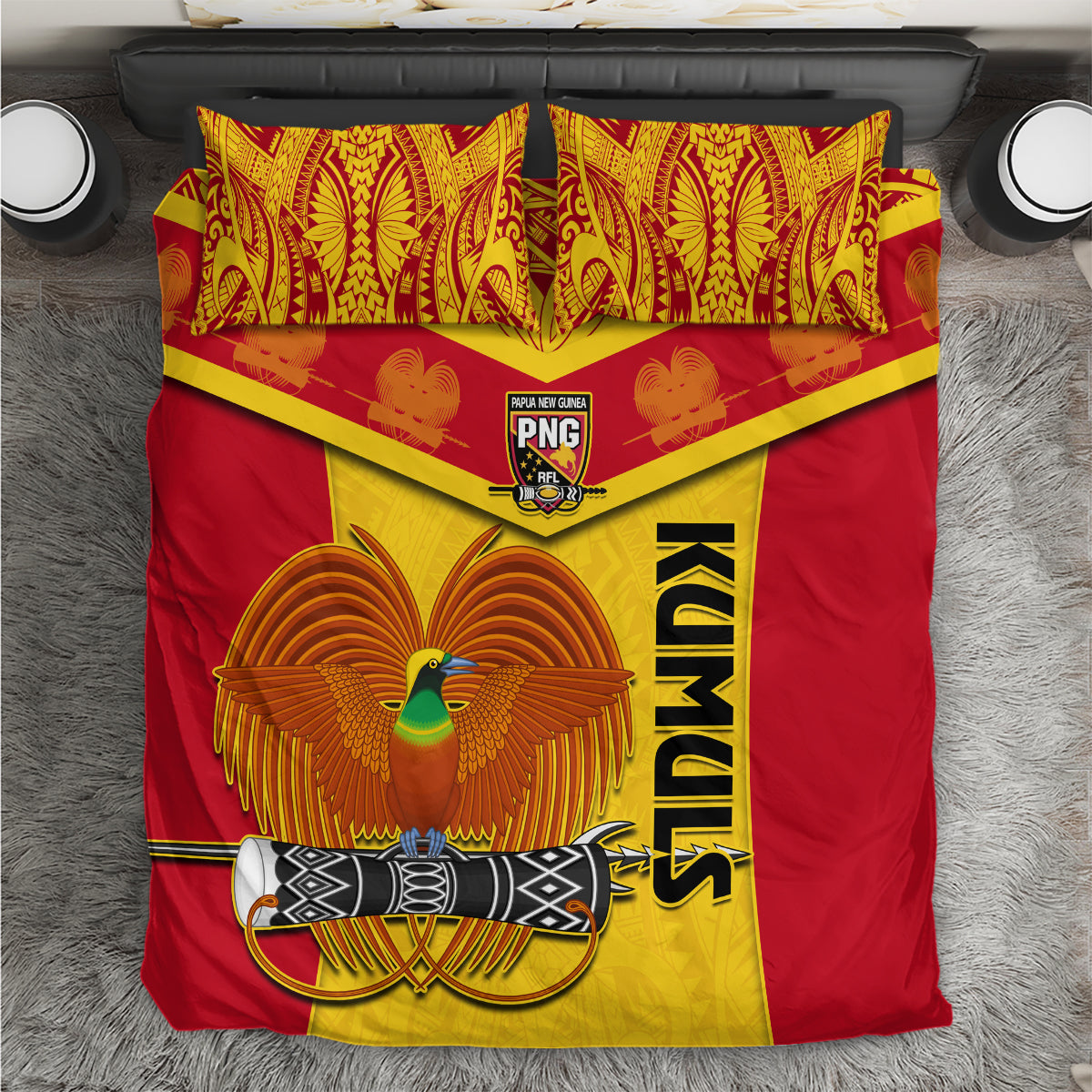Papua New Guinea Rugby Bedding Set 2023 Go Kumuls Pacific Dynamic Style LT14 Yellow - Polynesian Pride