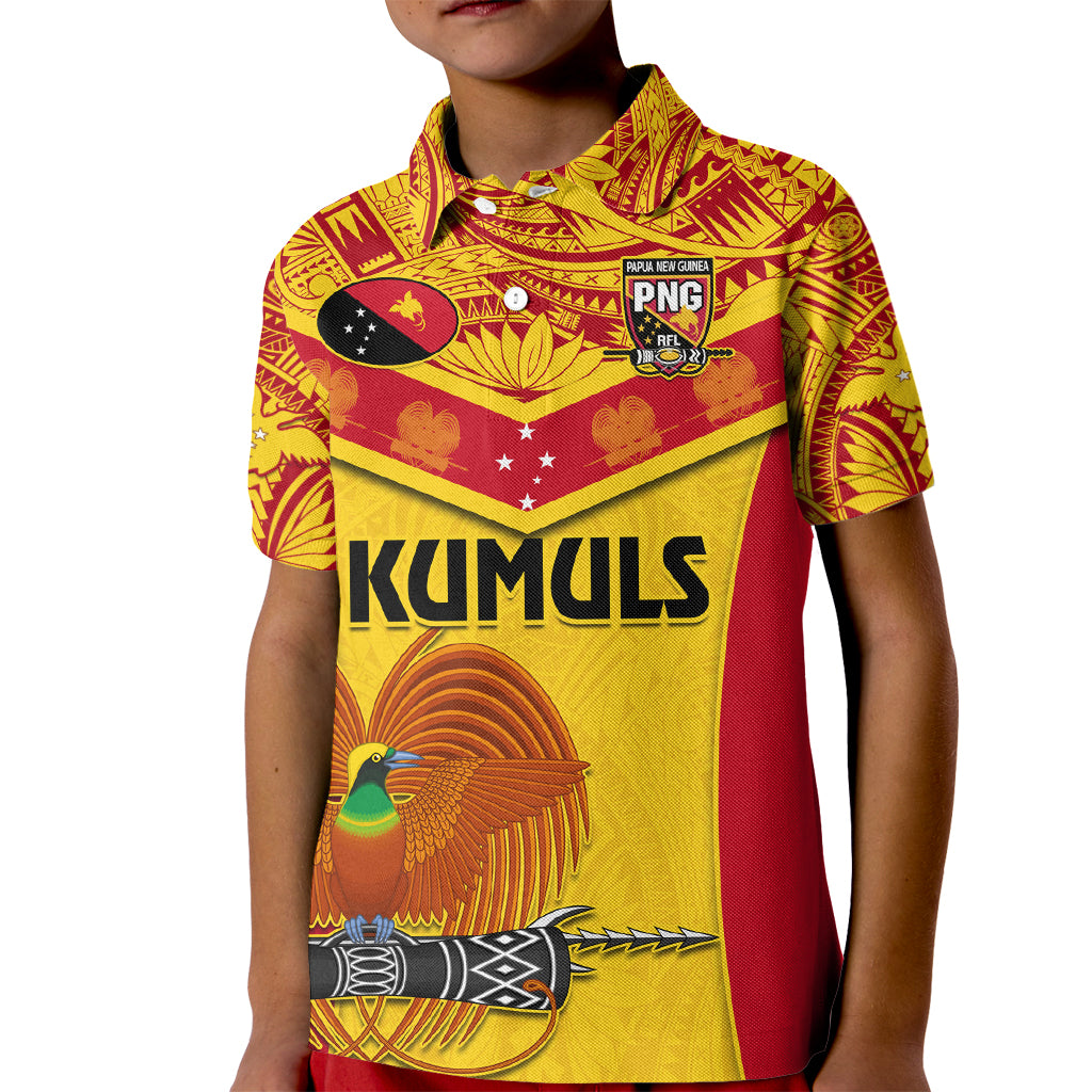 Custom Papua New Guinea Rugby Kid Polo Shirt 2023 Go Kumuls Pacific Dynamic Style LT14 Kid Yellow - Polynesian Pride