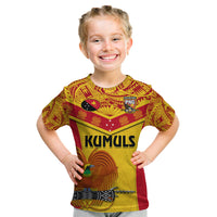 Custom Papua New Guinea Rugby Kid T Shirt 2023 Go Kumuls Pacific Dynamic Style LT14 Yellow - Polynesian Pride