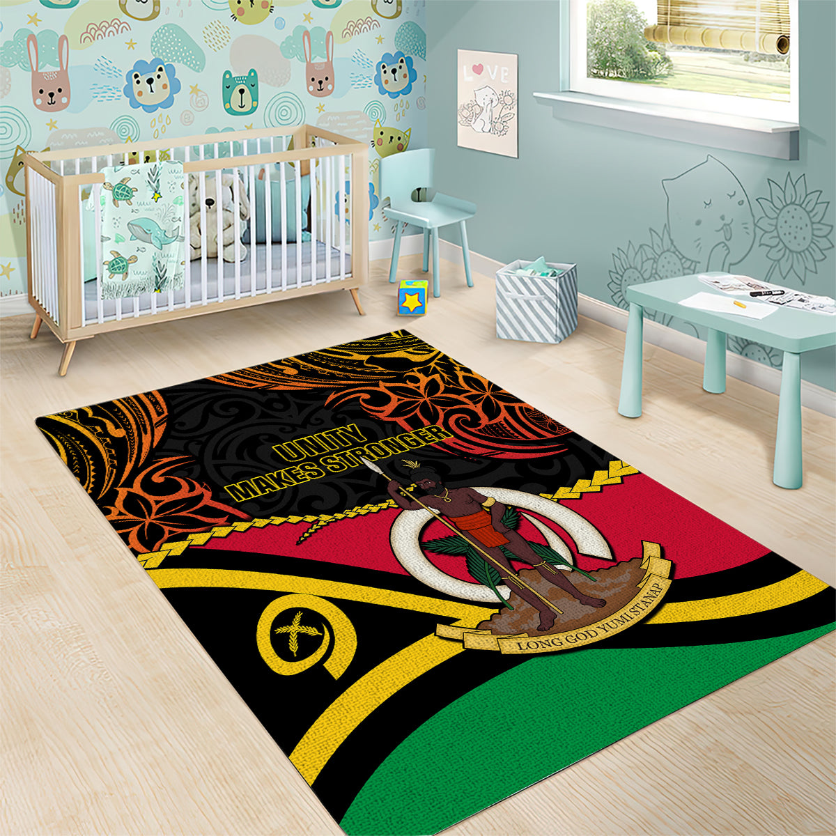 Vanuatu Unity Day Area Rug 29 November Coat Of Arms With Flag Style LT14 - Polynesian Pride